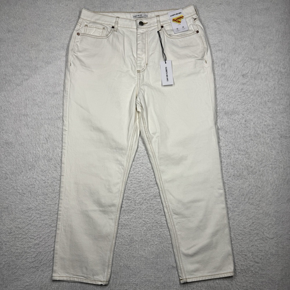Elizabeth and James High Rise Vintage Straight White Denim Pants Women's 16